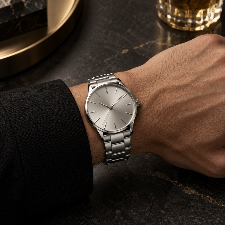 Montre contemporaine portée au poignet