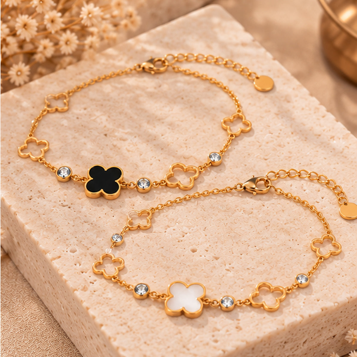 Bracelet Nélya – Trèfles Dorés