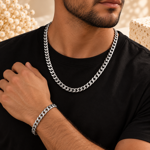 Ensemble Nohan — Collier & Bracelet Maille Cubaine
