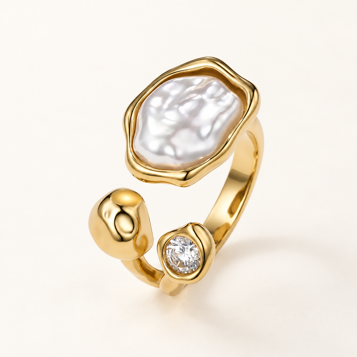 Bague Nacréa Trio dorée – vue principale