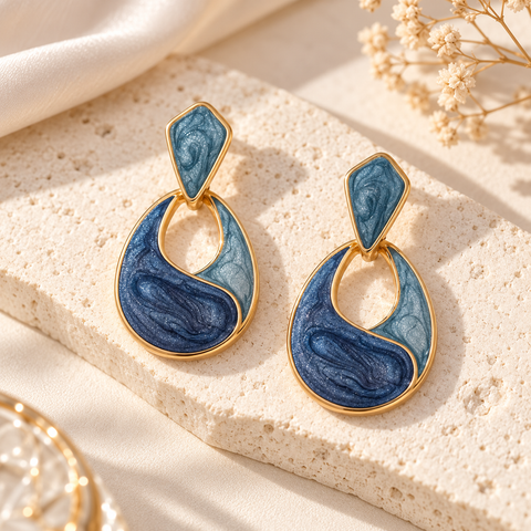 Boucles Maélys — Éclat Bleu Marbré