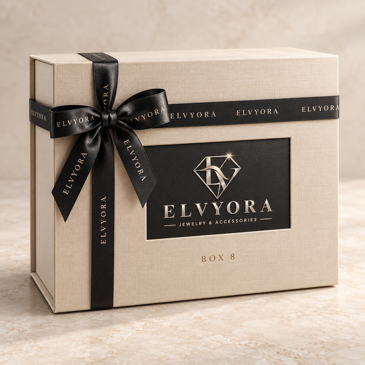 Coffret ELVYORA BOX 8, logo Elvyora et ruban satin — visuel de présentation