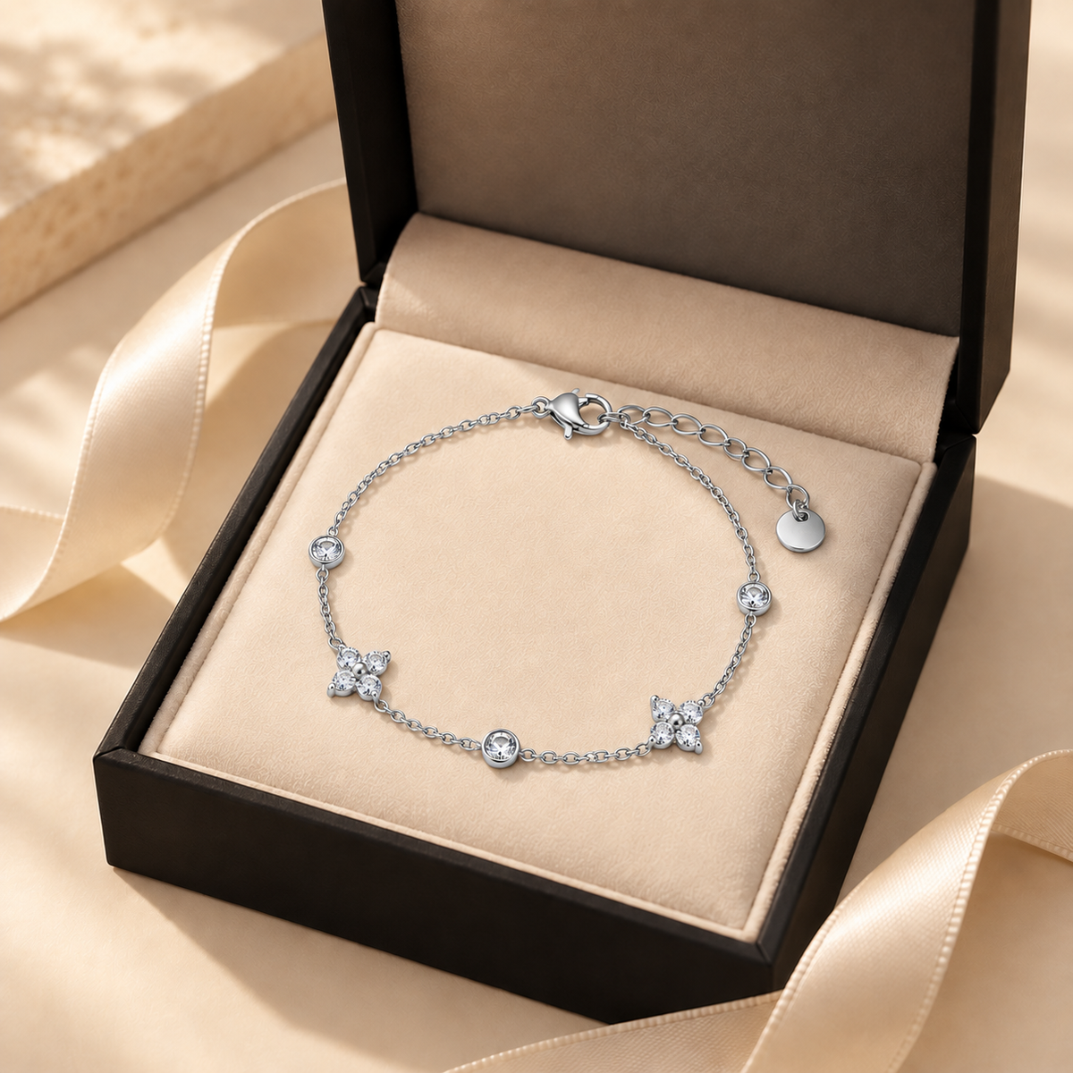 Bracelet Floréa Éclat argenté dans son écrin