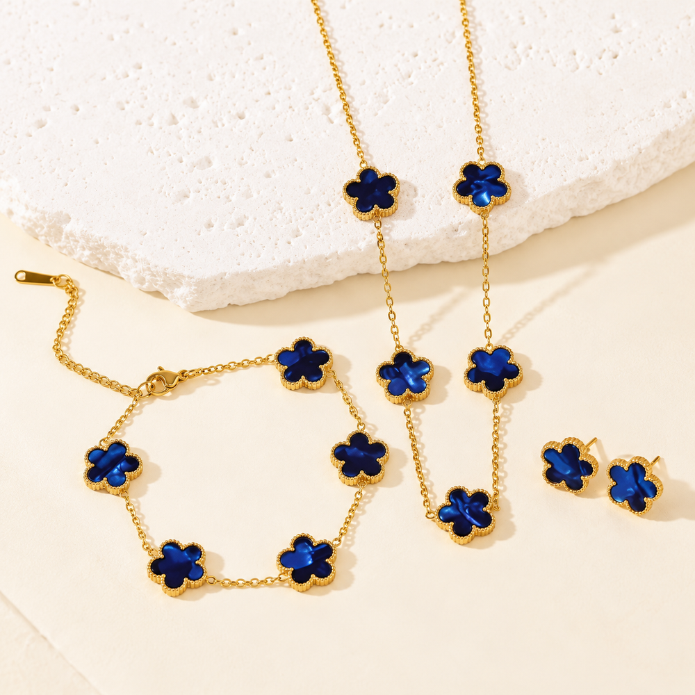Parure Florélia — Collier, bracelet et boucles d’oreilles